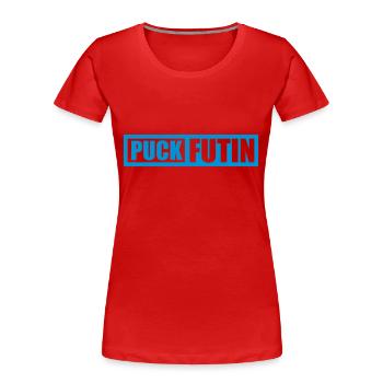 puck futin logo design - Women's Premium Organic T-Shirt - red - Front - Mia (176cm)