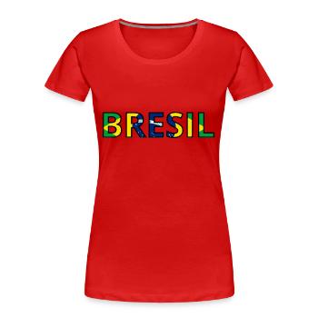 Drapeau Brésil - T-shirt bio Premium Femme - rouge - Devant - Mia (176cm)
