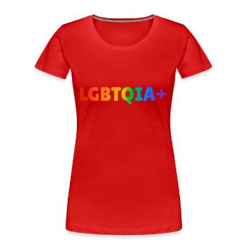 Rainbow LGBTQIA plus gay pride - Women's Premium Organic T-Shirt - red - Front - Mia (176cm)