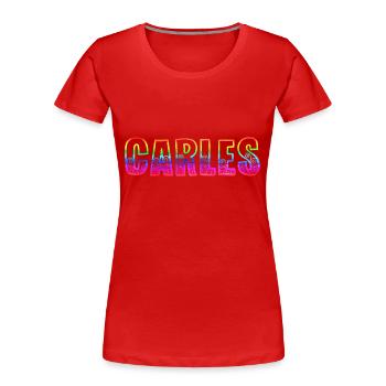 Carles RS Arc-en-ciel - T-shirt bio Premium Femme - rouge - Devant - Mia (176cm)