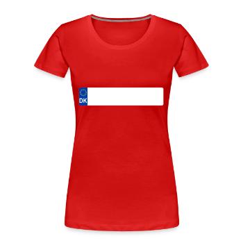 plaque d'immatriculation DK - T-shirt bio Premium Femme - rouge - Devant - Mia (176cm)