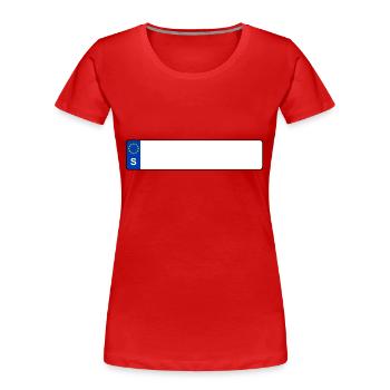 plaque d'immatriculation S - T-shirt bio Premium Femme - rouge - Devant - Mia (176cm)