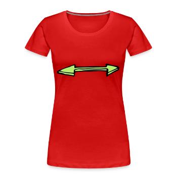 Grüner Doppelpfeil links und rechts - Frauen Premium Bio T-Shirt - Rot - Vorne - Mia (176cm)