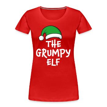 The Grumpy Elf - Women's Premium Organic T-Shirt - red - Front - Mia (176cm)