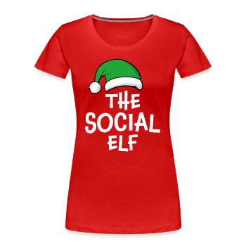 The Social Elf - Women's Premium Organic T-Shirt - red - Front - Mia (176cm)