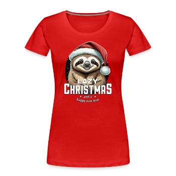 Weihnachtsfaultier - Lazy Christmas - Frauen Premium Bio T-Shirt - Rot - Vorne - Mia (176cm)