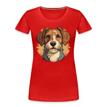 Hund im Comic retro Stil - Frauen Premium Bio T-Shirt - Rot - Vorne - Mia (176cm)