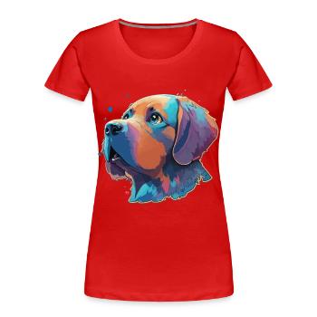 Süßer Cartoon Hund Labrador Welpe Kunstvoll - Frauen Premium Bio T-Shirt - Rot - Vorne - Mia (176cm)