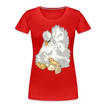 Silk Chicken Hen with Chick Silk Chicken Chicken - Women's Premium Organic T-Shirt - red - Front - Mia (176cm)