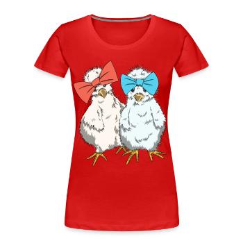 Chickens Silk Chicken Breed Chicken Silk Chickens - Women's Premium Organic T-Shirt - red - Front - Mia (176cm)