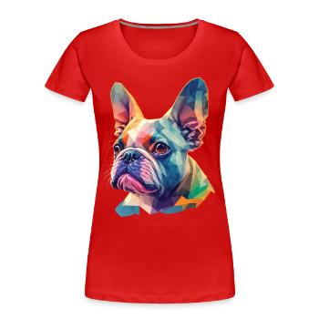 Französische Bulldogge Hund lustige Hunde Kunst - Frauen Premium Bio T-Shirt - Rot - Vorne - Mia (176cm)
