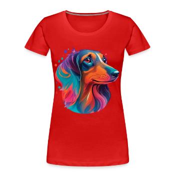 Dachshund Dackel Hund Hunde Hundeliebe Haustier - Frauen Premium Bio T-Shirt - Rot - Vorne - Mia (176cm)