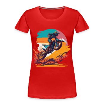 Motocross Biker Offroad Race Cartoon Dirt Bike - Frauen Premium Bio T-Shirt - Rot - Vorne - Mia (176cm)