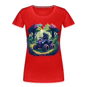 Quad Fahrzeug Offroad Quadfahrer Gelende Cartoon - Frauen Premium Bio T-Shirt - Rot - Vorne - Mia (176cm)