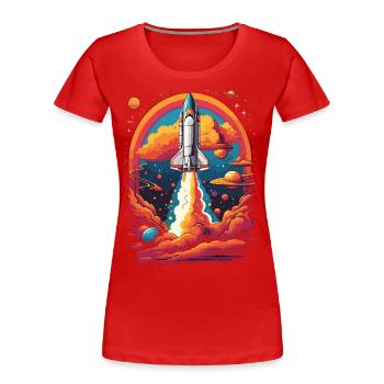 Space Travel Astronauts & Space Shuttle Dream - Women's Premium Organic T-Shirt - red - Front - Mia (176cm)