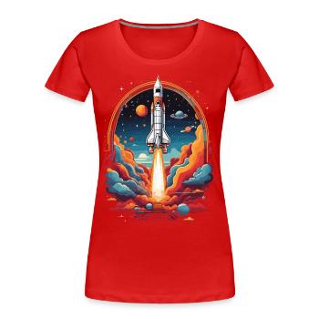 Astronaut Rocket Launch Space Cartoon Rocket - T-shirt bio Premium Femme - rouge - Devant - Mia (176cm)