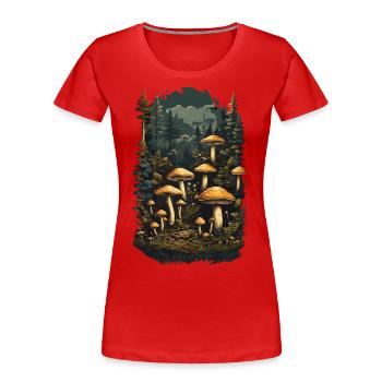 Vintage Magische Pilze Goa Trance Musik Nacht - Frauen Premium Bio T-Shirt - Rot - Vorne - Mia (176cm)