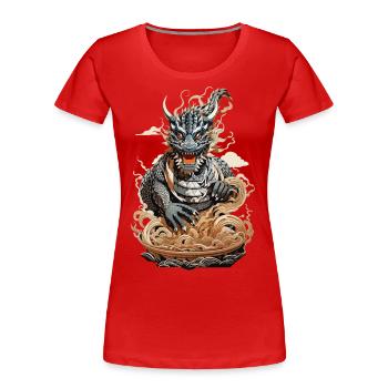 Ramen Drache Nudel Mythos Japanisches Design - Frauen Premium Bio T-Shirt - Rot - Vorne - Mia (176cm)