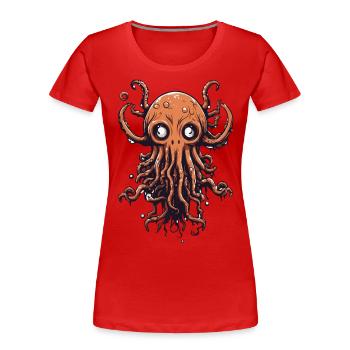 Oktopus Halloween Cartoon Stil - Frauen Premium Bio T-Shirt - Rot - Vorne - Mia (176cm)