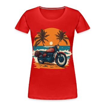 Rétro Motard Motard Design Flair Liberté - T-shirt bio Premium Femme - rouge - Devant - Mia (176cm)