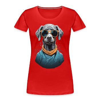 Ästhetischer Weimaraner Hund Streetwear - Frauen Premium Bio T-Shirt - Rot - Vorne - Mia (176cm)