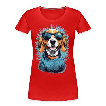 Cool Beagle Papa Famille Chien Chiens Amour - T-shirt bio Premium Femme - rouge - Devant - Mia (176cm)