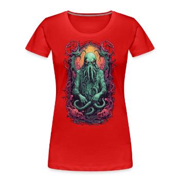 Gruseliges Tentakel Monster Halloween Design - Frauen Premium Bio T-Shirt - Rot - Vorne - Mia (176cm)