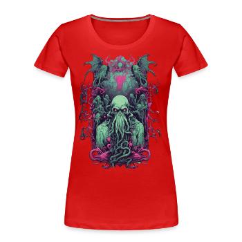Gothic Ghul Dämon Halloween Monster Design - Frauen Premium Bio T-Shirt - Rot - Vorne - Mia (176cm)