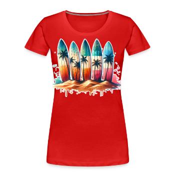 Surfen Surfer - Frauen Premium Bio T-Shirt - Rot - Vorne - Mia (176cm)