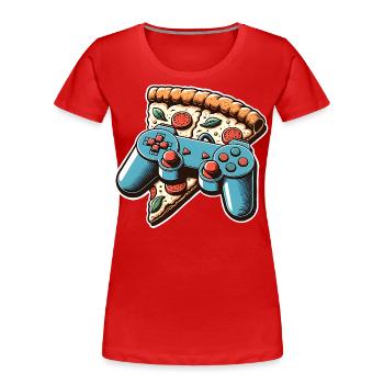 Pizza Gaming Gamer - T-shirt bio Premium Femme - rouge - Devant - Mia (176cm)
