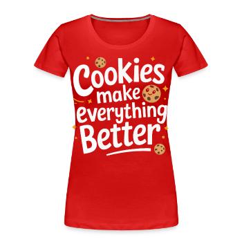 Cookies Biscuits Biscuits Biscuits Chocolat - T-shirt bio Premium Femme - rouge - Devant - Mia (176cm)