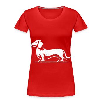 Dackel Teckel Silhouette Hund - Frauen Premium Bio T-Shirt - Rot - Vorne - Mia (176cm)