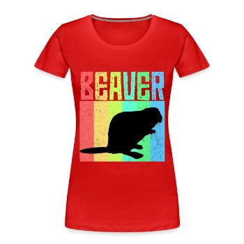 Beaver - Women's Premium Organic T-Shirt - red - Front - Mia (176cm)