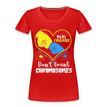 Down Syndrom - Frauen Premium Bio T-Shirt - Rot - Vorne - Mia (176cm)