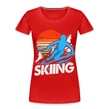 Skifahren Skifahren Skifahren Skifahren Skifahren - Frauen Premium Bio T-Shirt - Rot - Vorne - Mia (176cm)