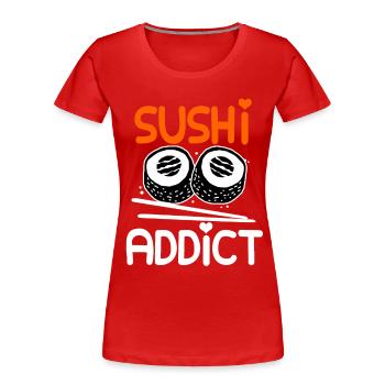 Sushi Go Riz Japon Tokyo Miso Nigiri Maki Udon - T-shirt bio Premium Femme - rouge - Devant - Mia (176cm)