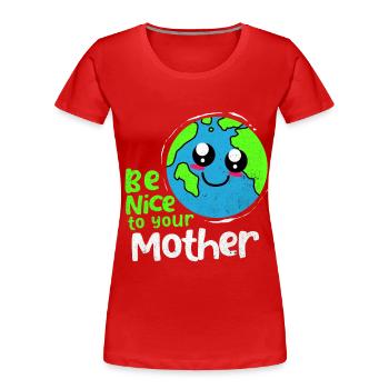Earth Day - Women's Premium Organic T-Shirt - red - Front - Mia (176cm)