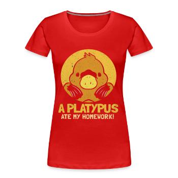 Schnabeltier - Frauen Premium Bio T-Shirt - Rot - Vorne - Mia (176cm)