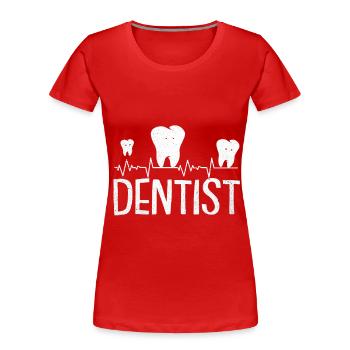 Dentiste - T-shirt bio Premium Femme - rouge - Devant - Mia (176cm)