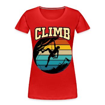 Climbing Climber Climbing Wall Mountain Rock Sport - Women's Premium Organic T-Shirt - red - Front - Mia (176cm)