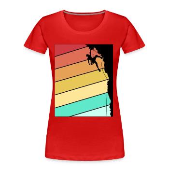 Climbing Climber Climbing Wall Mountain Rock Sport - Women's Premium Organic T-Shirt - red - Front - Mia (176cm)