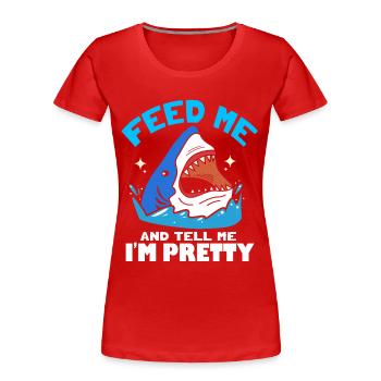 Shark Fish Shark Shark Fin Sharks Ocean - Women's Premium Organic T-Shirt - red - Front - Mia (176cm)