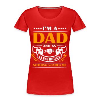 Électricien Électrotechnique Électronique Volt Watt - T-shirt bio Premium Femme - rouge - Devant - Mia (176cm)