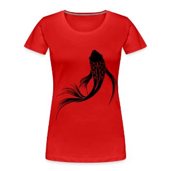 Fisch Fische Asien Japan Koi Karpfen Flossen - Frauen Premium Bio T-Shirt - Rot - Vorne - Mia (176cm)