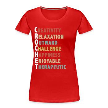 Crochet, crochet gift - Women's Premium Organic T-Shirt - red - Front - Mia (176cm)