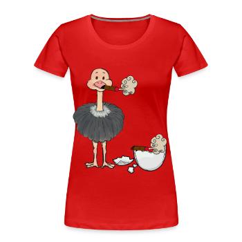 Smoker Bouquet Cendrier Cendrier Coquille d’Oeuf - T-shirt bio Premium Femme - rouge - Devant - Mia (176cm)