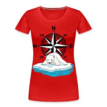 Ours polaire Rose des vents Arctique Arctique Compas Fantasy - T-shirt bio Premium Femme - rouge - Devant - Mia (176cm)