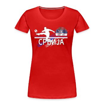 Serbischer Fußball Srbija fudbal Srpski fudbal - Frauen Premium Bio T-Shirt - Rot - Vorne - Mia (176cm)