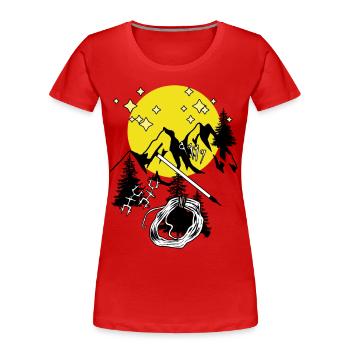 Tyrol Alps Mountains Full Moon Mountains Mountaineer Alm - Women's Premium Organic T-Shirt - red - Front - Mia (176cm)
