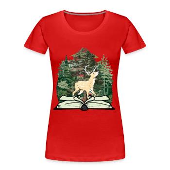 Cerf conte de fées conte de fées personnage forêt livre chevreuil - T-shirt bio Premium Femme - rouge - Devant - Mia (176cm)